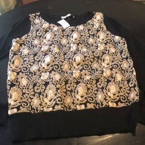 NWT Medium Women’s Loft Black / Gold Sweater